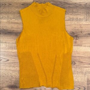 Philosophy Yellow Ribbed Mock Neck Tank Top